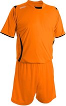 Voetbaltenue volwassenen (Voetbalshirt Levante KM inclusief voetbalbroek en voetbalkousen.) in de kleur oranje - zwart. Maat: XXL