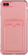 TPU Dropproof beschermende achterkant met kaartsleuf voor iPhone 8 Plus / 7 Plus (roze)