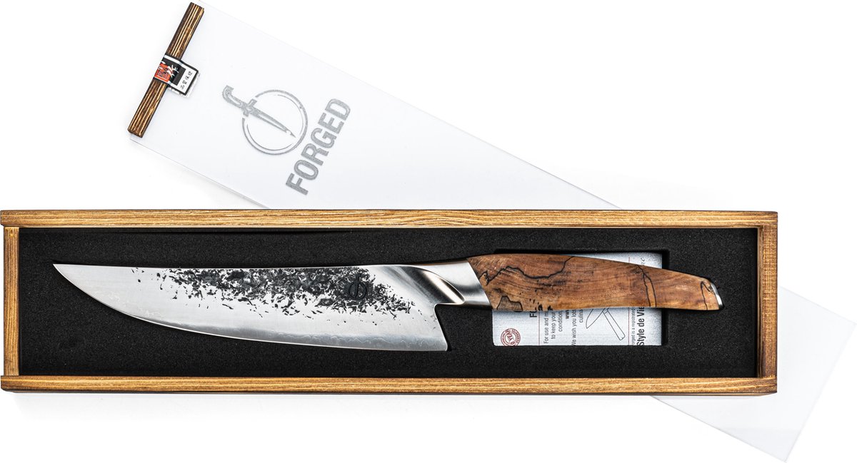 Forged Katai Koksmes 20cm - VG10 Staal - In Houten Giftbox