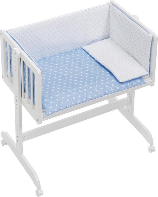 Interbaby Babywieg/cosleeper Star 90 X 55 Cm Hout Blauw/wit