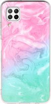 Huawei P40 Lite Hoesje - Mobigear - Marble Serie - TPU Backcover - Roze / Turquoise - Hoesje Geschikt Voor Huawei P40 Lite