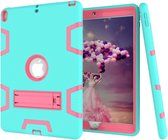 Apple iPad Air 3 (2019) Hoes - Mobigear - Shockproof Serie - Hard Kunststof Backcover - Roze /  Turquoise - Hoes Geschikt Voor Apple iPad Air 3 (2019)