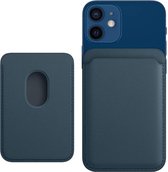 Case2go - Wallet Case Pasjes Houder geschikt voor iPhones en Apple magnetische Ring & oplaadfunctie - Magnetische Kaarthouder - Donker Blauw