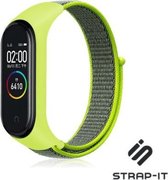 Nylon Smartwatch bandje - Geschikt voor  Xiaomi Mi band 3 / 4 nylon bandje - geel-groen - Strap-it Horlogeband / Polsband / Armband