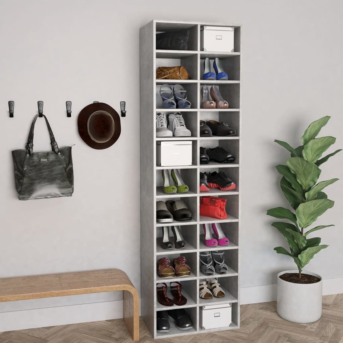 VidaXL Schoenenkast 54x34x183 Cm Bewerkt Hout Gerook Eikenkleurig 667572833