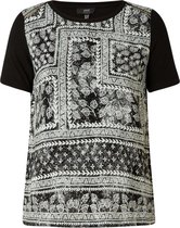 YESTA Hanne-Lynn T-shirt - Black Multi Colour - maat 0(46)