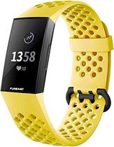 Siliconen Smartwatch bandje - Geschikt voor  Fitbit Charge 4 siliconen bandje met gaatjes - geel - Maat: S - Horlogeband / Polsband / Armband