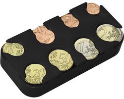 kwmobile Muntenhouder met 8 vakken - Munthouder voor euro's - Voor 1 cent t/m 2 euro - Houder voor kleingeld in zwart