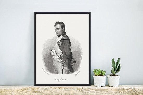 Photo encadrée - Illustration de Napoleon Bonaparte sur fond blanc Cadre photo noir 30x40 cm - Affiche encadrée (Décoration murale salon / chambre)