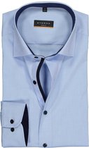 ETERNA slim fit stretch overhemd - chambray stretch heren overhemd - lichtblauw (donkerblauw contrast) - Strijkvrij - Boordmaat: 44