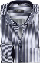 ETERNA comfort fit overhemd - twill heren overhemd - blauw met wit gestreept (contrast) - Strijkvrij - Boordmaat: 47