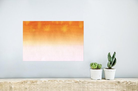 Oeuvre abstraite faite d'aquarelle et d'un dégradé orange 30x20 cm - petit