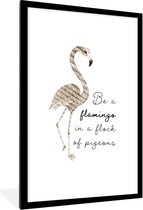 Fotolijst incl. Poster - Flamingo - Veren - Vogel - 60x90 cm - Posterlijst