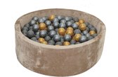 Velvet Ballenbak Goud 90x40 met 250 ballen Goud, Grafiet Zwart, Zilver