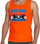 Oranje fan tanktop voor heren - Holland met een Nederlands wapen - Nederland supporter - EK/ WK kleding / outfit L