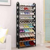 ComfortHome schoenenrek - stapelbaar - 10 etages - deelbaar in 5 rekken - met roze hoes - ca. 24 tot 36 paar
