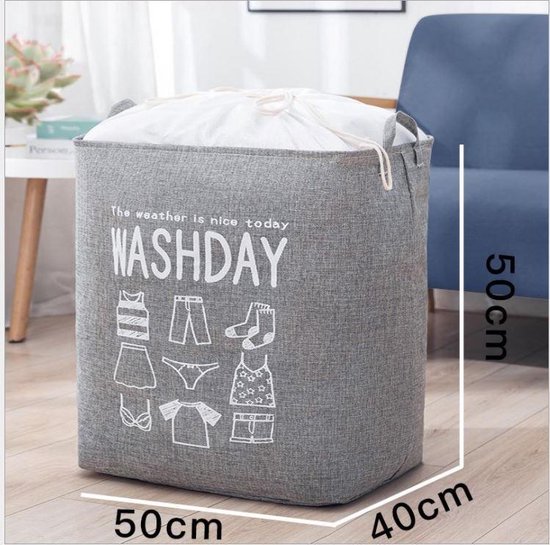 SUNMOOL Wasmand - Waszak - Laundry bag - Laundry basket - Opvouwbaar - 100 Liter - Grijs