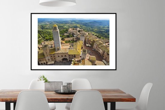 Cadre photo avec affiche - San Gimignano d'en haut près de la Toscane en Italie - 120x80 cm - Cadre pour affiche
