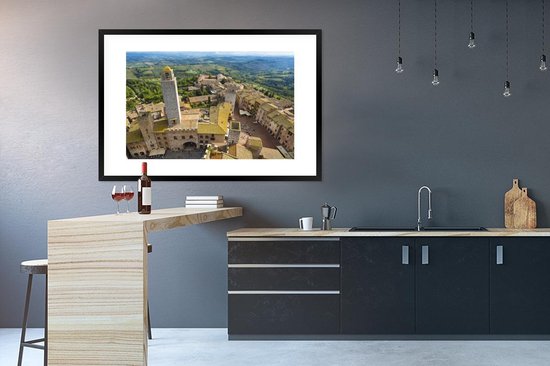 Cadre photo avec affiche - San Gimignano d'en haut près de la Toscane en Italie - 120x80 cm - Cadre pour affiche