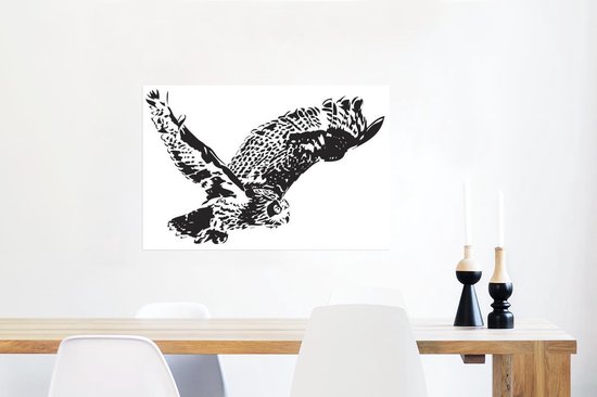 Illustration d'un poster hibou volant 90x60 cm - Tirage photo sur Poster (décoration murale salon / chambre) / Poster Vogels