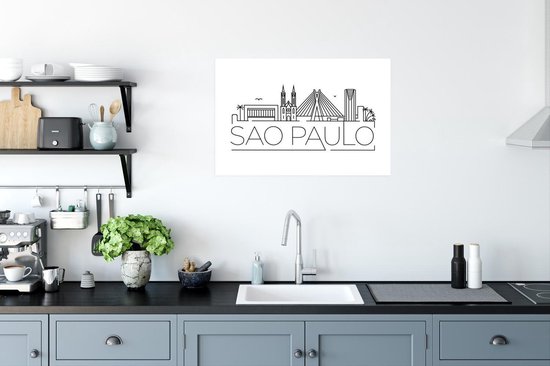 Vue de la ville de Sao Paulo avec un fond blanc 90x60 cm