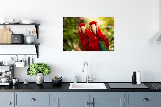 Poster Perroquets rouges 90x60 cm - Tirage photo sur Poster (décoration murale salon / chambre) / Poster Animaux sauvages
