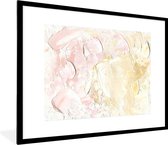 Photo en cadre - Peinture à l'huile Cadre photo beige noir avec passe-partout blanc 80x60 cm - Affiche sous cadre (Décoration murale salon / chambre)