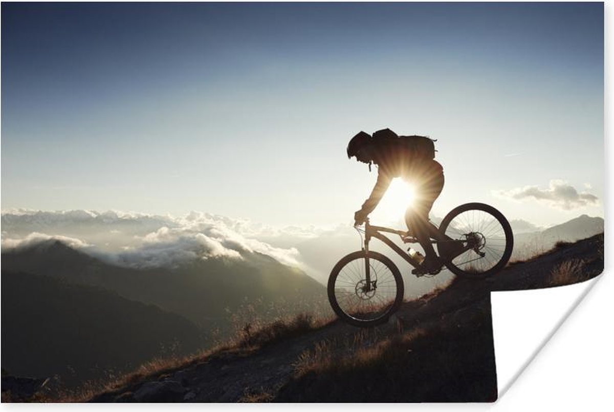 Regeneratief Helaas Verval Fietsen vanaf de berg op een mountainbike poster 180x120 cm - Foto print op  Poster... | bol.com