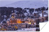 Poster Bergdorp in Zwitserland tijdens de winter - 120x80 cm