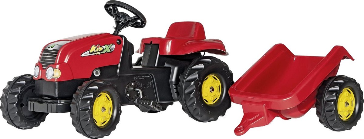 Rolly Toys rollyKid Rood - Traptractor met Aanhanger