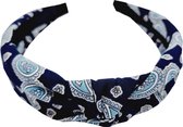 Haarband Diadeem Knoop Paisley Print Blauw Blauw