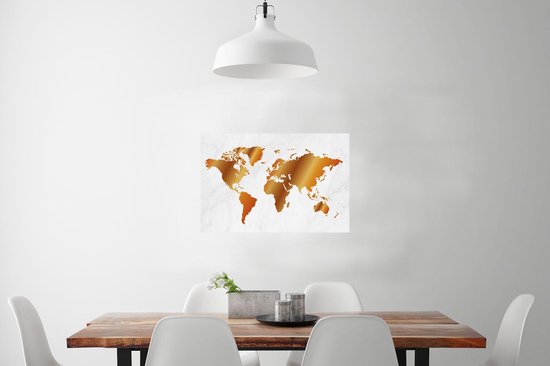 Une carte du monde avec un trop-plein d'or Poster 60x40 cm
