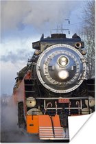 Une vue de face d'une locomotive à vapeur Poster 120x180 cm - Tirage photo sur Poster (décoration murale salon / chambre) XXL / Groot format!