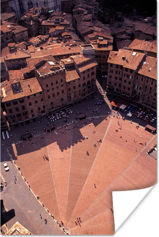 La place principale de Sienne appelée Piazza del Campo en Italie Poster  60x90 cm -... | bol.com