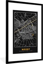 Fotolijst incl. Poster - Stadskaart - Weert - Goud - Zwart - 80x120 cm - Posterlijst - Plattegrond