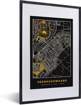 Affiche avec cadre Carte - Heerhugowaard - Or - Zwart - 40x60 cm