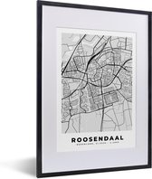 Fotolijst incl. Poster - Stadskaart - Roosendaal - Grijs - Wit - 30x40 cm - Posterlijst - Plattegrond