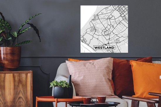 Poster Plan de la ville - Westland - Grijs - Wit - 50x50 cm