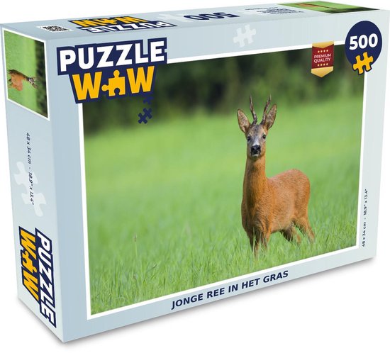 Puzzel Reeën 500 stukjes - Jonge ree in het gras | bol.com