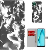 Voor Huawei P40 Lite Cloud Fog Pattern Horizontal Flip Leather Case met houder & kaartsleuf & portemonnee (zwart)