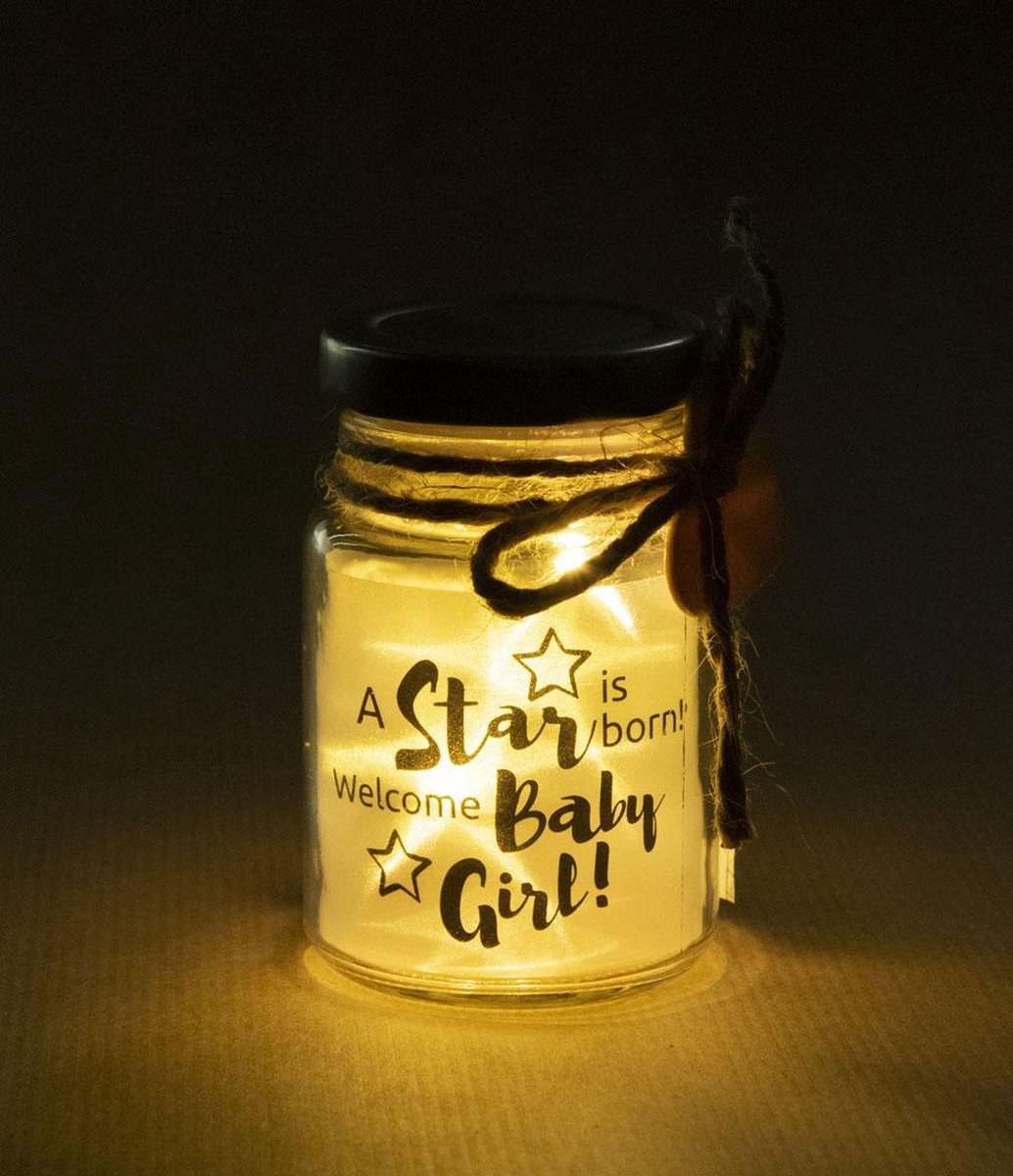 Goedkoopste Babycadeau - Kraamcadeau - Geboortecadeau - Meisje - Starlight (klein model) - A star is born! Welcome Baby Girl! - In cadeauverpakking