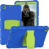 Voor Samsung Galaxy Tab A 10.1 (2019) T510 3-laags beschermingsschermframe + pc + siliconen schokbestendige combinatiebehuizing met houder (blauw + limoen)