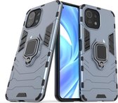 Voor Geschikt voor Xiaomi Mi 11 Lite schokbestendige pc + TPU beschermhoes met magnetische ringhouder (marineblauw)