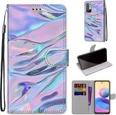 Voor Geschikt voor Xiaomi Redmi Note 10 5G Gekleurde Tekening Cross Texture Horizontale Flip PU Leather Case met Houder & Kaartsleuven & Portemonnee & Lanyard (Fluorescerende Water