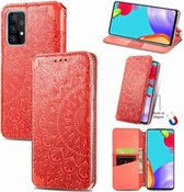 Voor Samsung Galaxy A72 5G / 4G Blooming Mandala Reliëfpatroon Magnetische Horizontale Flip Leren Case met Houder & Kaartsleuven & Portemonnee (Rood)