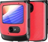 Voor Motorola Razr 5G Leather Texture + PC Full Coverge Folding Case (Red Cross Texture)