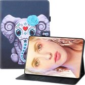 Voor Samsung Galaxy Tab A 8.0 (2018) T387 Gekleurde Tekening Horizontale Flip PU Lederen Case met Houder & Kaartsleuven & Portemonnee (Masker Olifant)