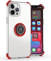 Hyun Shadow Hoogtransparante anti-val TPU beschermhoes met ringbeugel voor iPhone 11 Pro (rood)