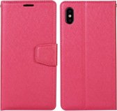 Voor Samsung Galaxy A22 5G Zijden Textuur Horizontale Flip Leren Case met Houder & Kaartsleuven & Portemonnee & Fotolijst (Rose Rood)