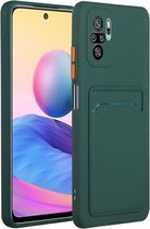 Voor Geschikt voor Xiaomi Redmi Note 10 kaartsleuf ontwerp schokbestendig TPU beschermhoes (donkergroen)